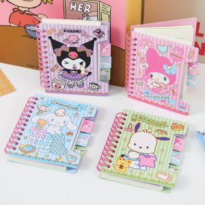 Cute Cartoon Uot Notebook A7 Ring Bound Portable Detachable Pocket Student Stationery Small Gift Retro Style Cover Other Material