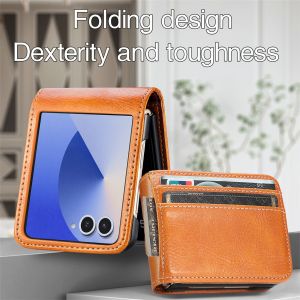 szhaiyu | Luxury Wallet Card Holder Phone Case for Samsung Galaxy Z Flip 8 7 6 5 4 3 Flip8 Hinge Protection Leather Cover