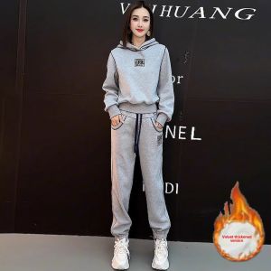 2025 Snake Year Lucky Year Fleece Lined Casual Sportswear Set Women Winter Anti Aging Slimming Fashionable Hoodie Sweatshirt