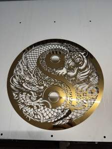 มังกร เสือ ฉลุลาย แสตนเลส304 สีทอง หนา0.8 mm ฉลุลาย เสือvsมังกร หยินหยาง แสตนเลสฉลุลาย มงคล แสตนเลสตกแต่งบ้าน แสตนเลสตกแต่งประตู