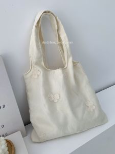 2025 New Artistic Korean Embroidery Large Capacity Canvas Tote Bag Womens Underarm Handbag Commuting Shoulder Bag