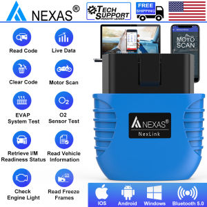 NEXAS Bluetooth 5.0 OBD2 EOBD Motorcycle Diagnostic Scanner Fault Code Reader Diagnostic Scan Tool for iOS Android Windows