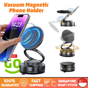 🇸🇬[Ready Stock] Magnetic Vacuum Phone Holder Suction Cup Magsafe Car Mount Double-Sided 360° Multi-angle Adjustable Universal Foldable & Retractable Phone Stand for Car Home Office Gym