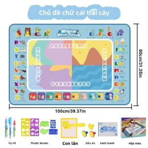 Thảm Vẽ Nước Thần Kỳ 100x80CM Dành Cho Trẻ Em - Bảng Vẽ Chống Thấm Nước Có Thể Tái Sử Dụng Kèm Bút Thần Kỳ Đồ Chơi Nghệ Thuật Giáo Dục Dành Cho Trẻ Em Từ 14 Tuổi Trở Lên