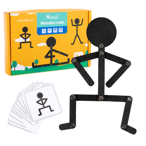 Kids Montessori Toys Wooden Early Learning Educational Puzzles Sporty Pose Jigsaw Improve Hands-on Skill Busy Board Gifts