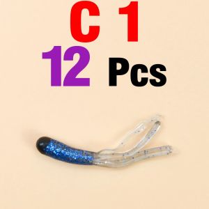 12Pcs Crappie Lures Soft Plastic Worms Tube Bait Jig Heads for Panfish Trout Saltwater Freshwater Fishing Lure Baits