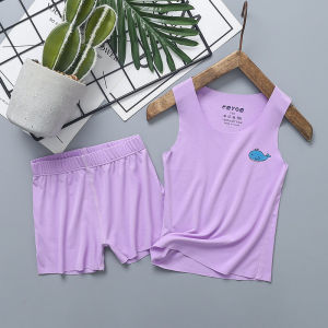 Bộ Đồ Ngủ Cotton Modal Ice Silk Siêu Mỏng Mùa Hè Cho Trẻ Em Bộ Đồ Hai Mảnh Thường Ngày Cho Bé Trai Và Bé Gái