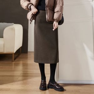 Stylish High-Waist A-Line Wool Skirt