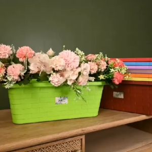 Pot Bunga Tanaman Panjang Motif Bata RTG HITAM 37 CM - NKT RTG 01 HITAM