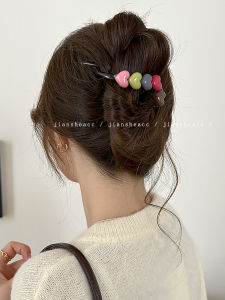 คลิปติดผมรูปหัวใจสีรุ้งสไตล์เกาหลี สไตล์เรียบง่าย คลิปติดผมแบบมีซี่ เครื่องประดับผมสำหรับวัยรุ่น ที่คาดผมสุดเก๋