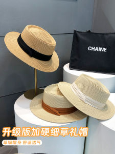 Retro British Summer Straw Hat Womens Sun Protection Beach Sand Beach Play Hat Wide Brim Flat Cap Casual Style Hat