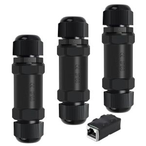 Ngoài Trời IP68 Chống Nước RJ45 Khớp Nối Gigabit Ethernet PoE Nữ Sang Nữ Cho Cat7/Cat6/Cat5E/Cat5 Mạng LAN