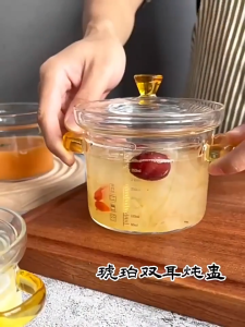 Heat-resistant cooking pot Lid Scale induction cooktop Handle cookware High Borosilicate Stockpot Ramekin Cocotte MicroW