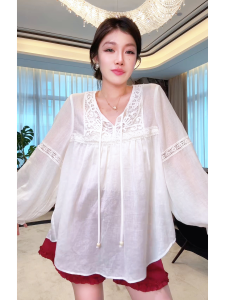 ME White Porcelain Doll Shirt Tencel Linen Blend Breathable Slimming Comfortable Fashionable Versatile Shirt Mess5116