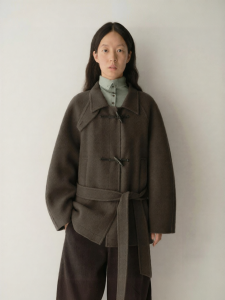 INSIS FEMME | Wool Warm Double-faced Academic Style Horn-buttoned Short Coat