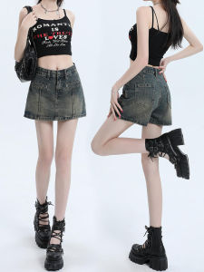 QIANCHANGNAAI | Vintage Spicy Girl High Waist Flare A-Line Skirt
