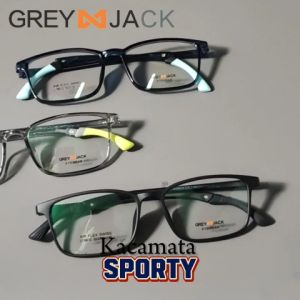 Grey Jack Frame Kacamata Kotak Bahan TR90 Ringan Model Sporty Casual Tangkai Adjustable FRM 8810