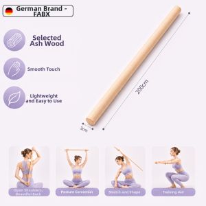 FABX | Fitness Wooden Yoga Staff for Stretching and Posture Correction