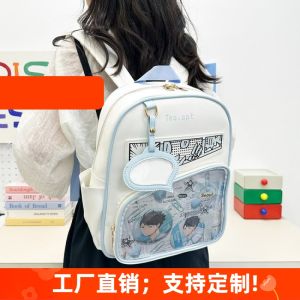 Cute Anime Bari Transparent School Bag Commuter Dual Shoulder Bag Class Bookbag Super Adorable Soft Girl Backpack Bookbag