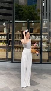 Acasey กางเกงขายาวผู้หญิง Nirin Pants กระบอกใหญ่ เอวสูงทรงสวยมาก ไซส์ S - XL