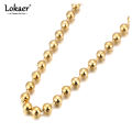 Lokaer Fashion Stainless Steel 8/10mm Round Beads Chain Necklace Bracelet Sets for Women 18K Gold Plated Party Jewelry N24082. 