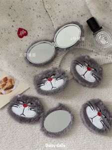 Stuffed Kitty Folding Mirror Cute Lucifer Makeup Mirror Portable Small Size Mirror Carry-on Cosmetic Mirror Small round Mirror