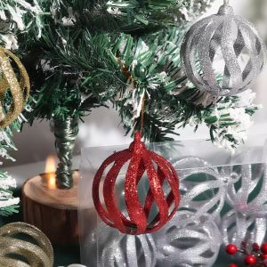 6cm Christmas Ball Decoration Glitter Gold Hollow Ball Xmas Tree Hanging Pendant Home Party New Year Gift Navidad Accessories