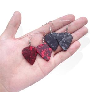 New Arrival Stranger Things Cartoon Guitar Pick Heart Shaped Red Ruby Love Stud Earrings Fashion Jewelry Accessories