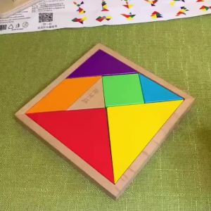 Wonderful Toys Children Wooden Tangram Puzzle Mental Development DiY Rainbow Colorful Wood Jigsaw Puzzle Educational Toys for Kids