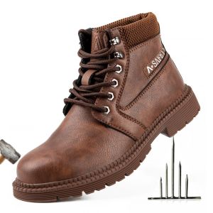 WuChu 2023 Winter Boots Men Shoes Puncture Resistant Non-Slip Work Boots Outdoor Safety Work Shoes High Top Tactical Military Boots 37-48