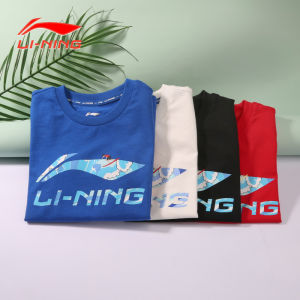 เสื้อยืดคอกลมแขนสั้นผ้าฝ้ายแท้ Li-Ning Kids สำหรับเด็กชายและเด็กหญิง ฤดูร้อน 2024 เสื้อผ้าเด็กวัยกลางคนและโตสบาย