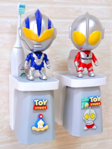 เด็ก Ultraman ผู้ถือแปรงสีฟันแม่เหล็กชุดติดผนังยาสีฟันถ้วย Creative No-เจาะแปรงสีฟัน Rack
