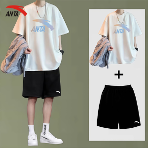 ANTA | Logo Print Breathable Short Sleeve T-Shirt and Shorts Set