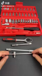 1Set ISI 46 PCS Kunci Sok Kunci Shock Mobil Motor Lengkap Socket Tool Kit Pas Ring L Motor Mobil