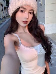 Áo Vest Ren Trắng Thanh Lịch Pure Desire BM Dành Cho Nữ Áo Vest Không Tay Một Mảnh Áo Vest Ngoài Trời Đồ Lót Ngực Áo Vest Mùa Hè 2024