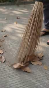 KAFIFI Walis Tingting Niyog with Long Bamboo Handle – 1pc – Outdoor Broom for Yard Garden & Patio Cleaning