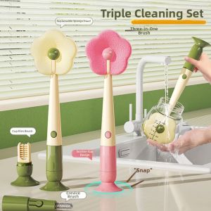 JINBOXI | 3-in-1 Removable Flower Design Cup Cleaning Brush
