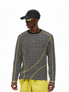 FPA | Contrast Color Hassy Ripped Striped Long Sleeve Spring Autumn Round Neck T-Shirt