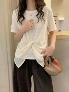 AIYITI | Design Twisted Faux Two-Piece Short Sleeve T-Shirt