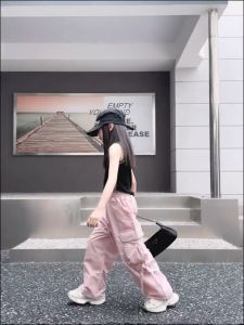 New Cargo Pants For Kids Girls 7-16YRS Wide Leg Korean Style Hip Hop Causal Baggy Pants All Seasons