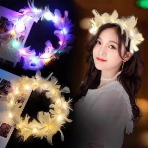 Serenity LED 3 สเต็บ ที่คาดผมขนนกมีไฟ สําหรับงานปาร์ตี้ งานวันเกิด วันวาเลนไทน์ LED Feather Headband