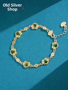 WU YUE JEWELRY | Sterling Silver 9999 Chinese Style Enamel Gourd Lucky Charm Bracelet