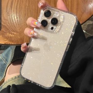 Premium Glitter Transparent Silicone Phone Case for Apple 16Promax iPhone 14/12 Popular 13 Soft 15 Womens Protective Cover