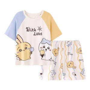 Bộ đồ ngủ bé gái MiiOW Cat Person bằng cotton dáng rộng thoải mái thoáng khí - mùa hè