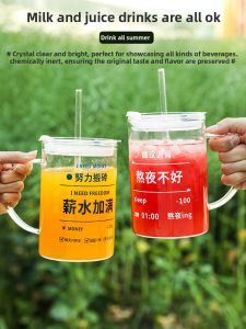 SHELI | Large Capacity Aesthetic Couple Glass Tumbler with Straw and Lid