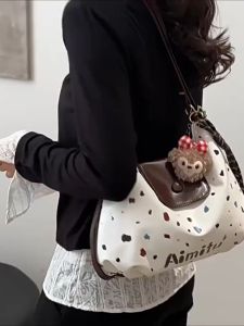 กระเป๋าสะพายบ่าความจุใหญ่ ลายจุด ใช้งานได้หลากหลาย สไตล์ Tote Bag