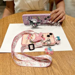 Applicable to Oppo A78 Phone Case A73t New Arrival A1X Clow M A1pro A59 A58x Crossbody Rope Neck Hanging A57 Drop-Resistant A56 A55 All-Inclusive A53 A52 Cute Melody Soft Glue