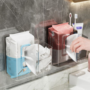 Bathroom Toilet Wall Mounted Face Towel Storage Box Wet Wipes Organizer Rack Efficient Household Storage Solution