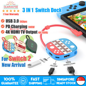 🇸🇬[Ready Stock] 3in1 Portable Switch 2 & 1 Dock Switch HDMI Docking Station Adapter For Nintendo Switch 1/2/Oled 4K/60Hz HD Switch TV Dock Stand Nintendo Switch Accessories