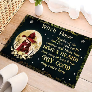 VIKAMA “Mysterious Witch” Letter Doormat Gothic-Style Non-Slip Indoor/Outdoor Entryway Mat Entryway Rug Home Decor